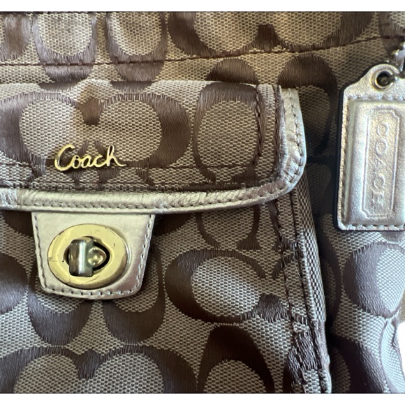 Coach Signature Canvas Crossbody Bag Brown Tan Small Purse - Picture 3 of 7